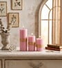 Pink Wax Pillar Candles Set Of 3