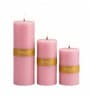 Pink Wax Pillar Candles Set Of 3