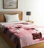 Pink Abstract Wool 1000 GSM Single Bed Blanket