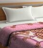 Pink Floral Wool 800 GSM Double Bed Blanket