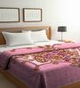 Pink Floral Wool 800 GSM Double Bed Blanket