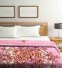 Pink Floral Wool 800 GSM Double Bed Blanket