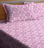 Pink Woven Design Double Bed Cover With 2 Pillow Covers