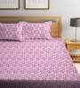 Pink Woven Design Double Bed Cover With 2 Pillow Covers