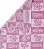 Pink Woven Design Double Bed Cover With 2 Pillow Covers