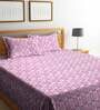 Pink Woven Design Double Bed Cover With 2 Pillow Covers