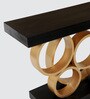 Pique Solid Wood Console Table in Black Gold Finish