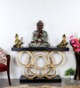 Pique Solid Wood Console Table in Black Gold Finish