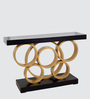 Pique Solid Wood Console Table in Black Gold Finish