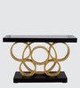 Pique Solid Wood Console Table in Black Gold Finish