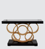 Pique Solid Wood Console Table in Black Gold Finish