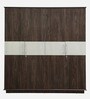 White Square 4 Door Wardrobe in Brown & White Finish