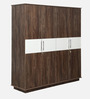 White Square 4 Door Wardrobe in Brown & White Finish