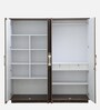 White Square 4 Door Wardrobe in Brown & White Finish