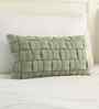 Pistachio Green 100% Cotton 12X20 Inches Knitted Cushion Cover With Filler