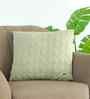 Pistachio Green Shell 100% Cotton 18X18 Inches Knitted Cushion Cover With Filler