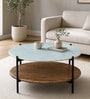 Pistoia Round Coffee Table in Tubbaq Finish With Marble Top Pistoia Round Coffee Table in Tubbaq Finish With Marble Top