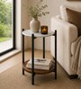 Pistoia Round Side Table in Tubbaq finish With Marble Top Pistoia Round Side Table in Tubbaq finish With Marble Top