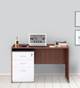 Pixel Office Table in Brown & White Finish With File Cabinet