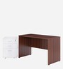 Pixel Office Table in Brown & White Finish With File Cabinet
