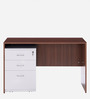 Pixel Office Table in Brown & White Finish With File Cabinet