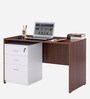Pixel Office Table in Brown & White Finish With File Cabinet