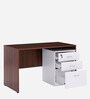 Pixel Office Table in Brown & White Finish With File Cabinet