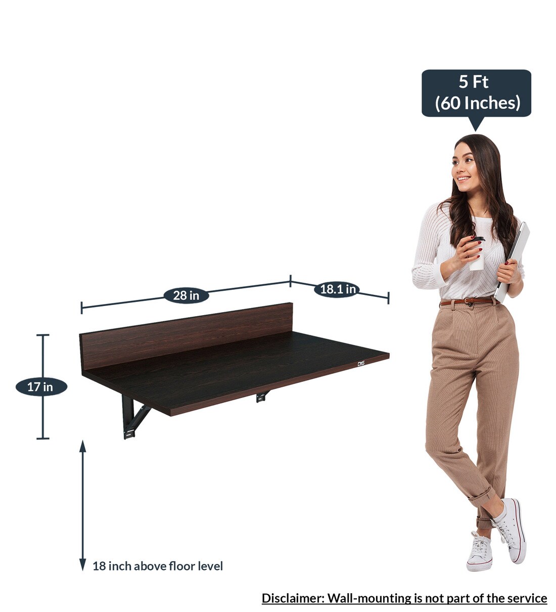 Buy Placido Wall Mounted Table in Flowery Wenge Finish by Das Online