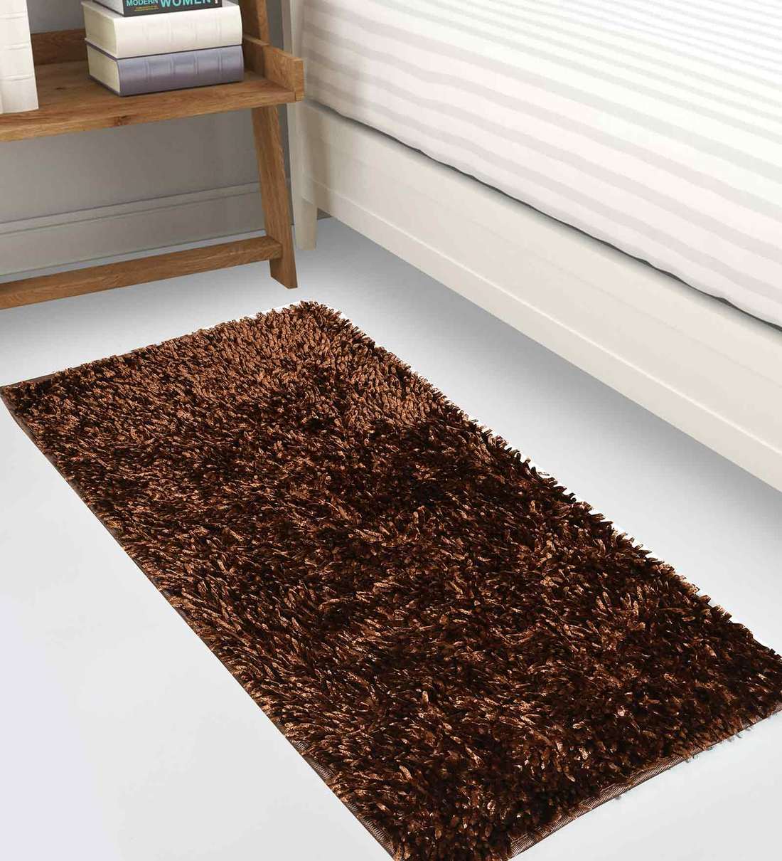 Buy Plain Solid Velvet 5 x 2 Feet Machine Made Bedside Runner by Lehar