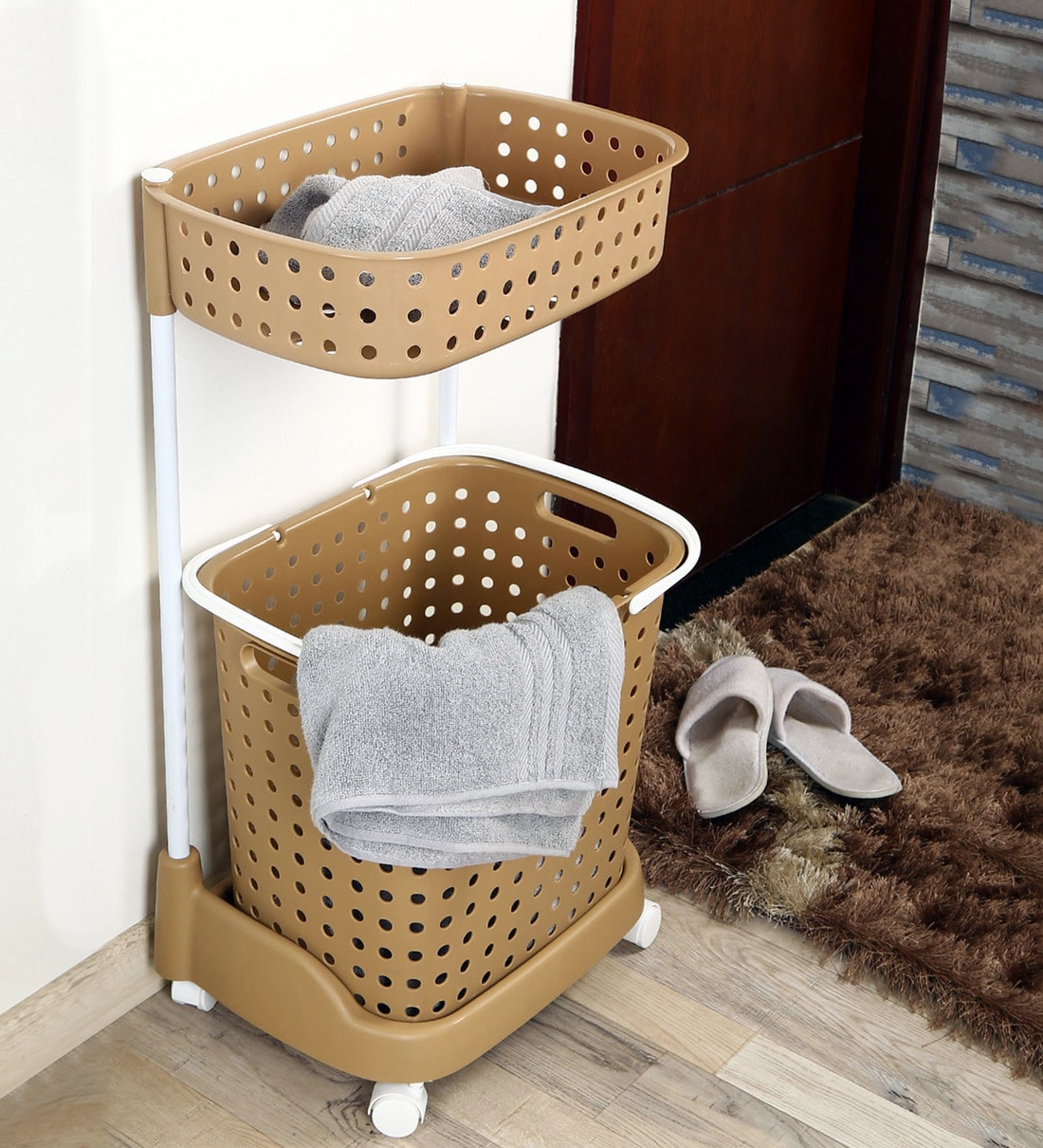 laundry basket as bassinet