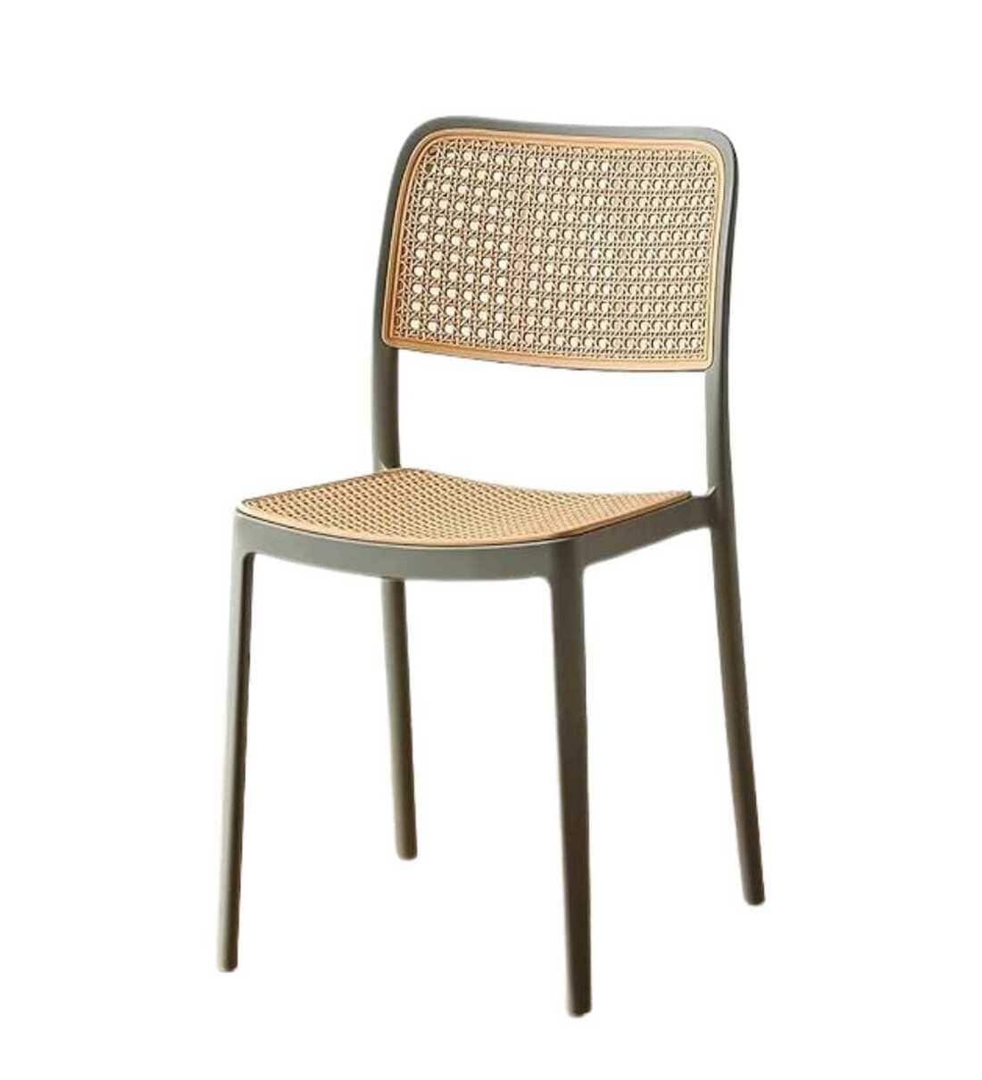 Plastic Cane Caf Chair in Grey Colour