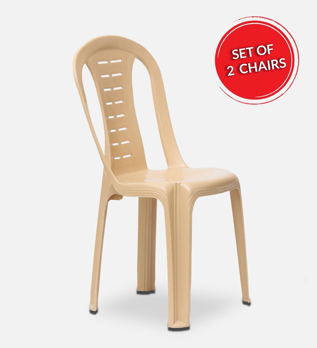 cream plastic chairs