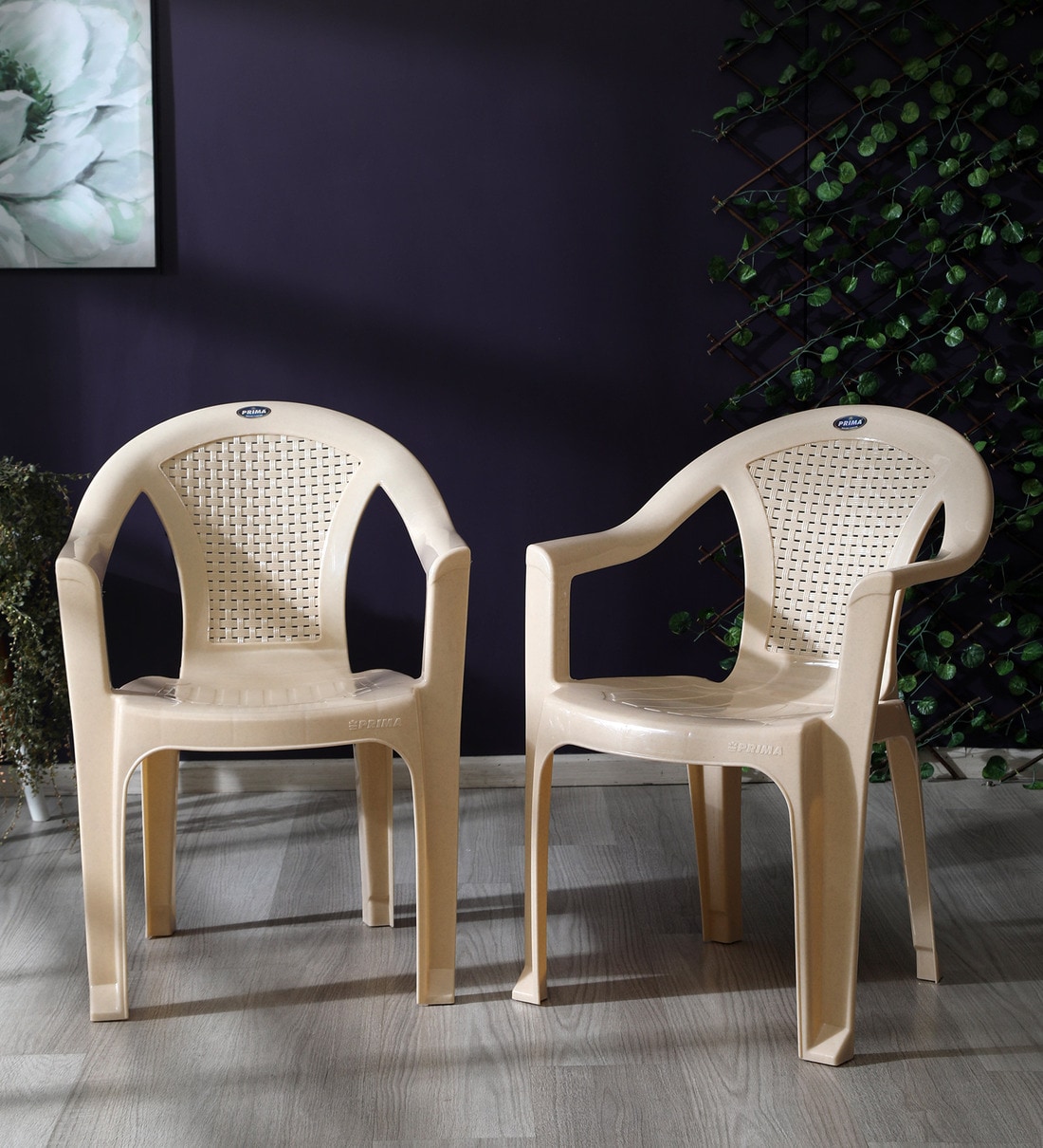 Buy Plastic Chair Set Of 2 In Marble Beige Colour By Prima Online Armed Plastic Chairs Chairs Furniture Pepperfry Product