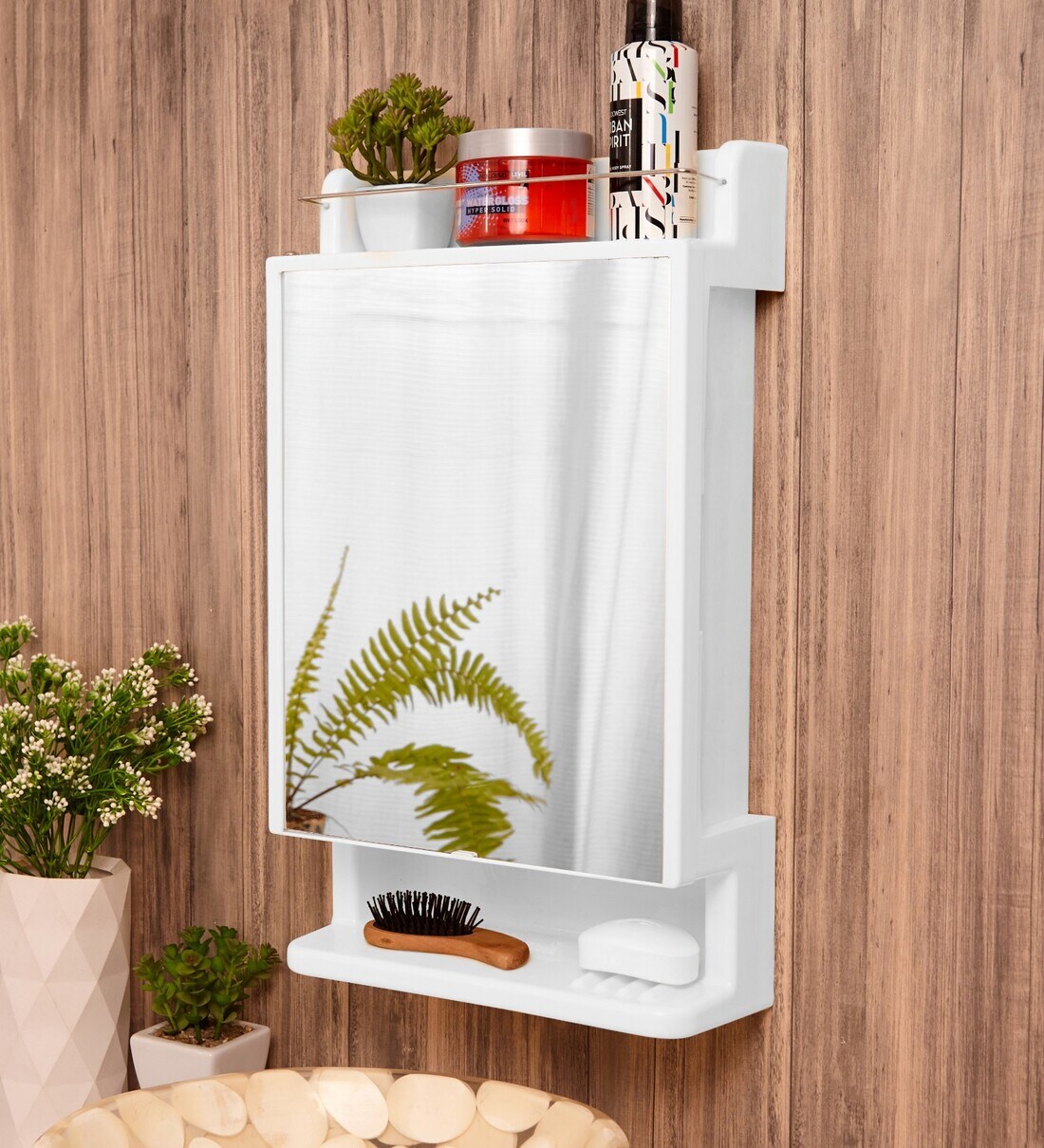 Buy Plastic Strong And Heavy Bathroom With Mirror White By