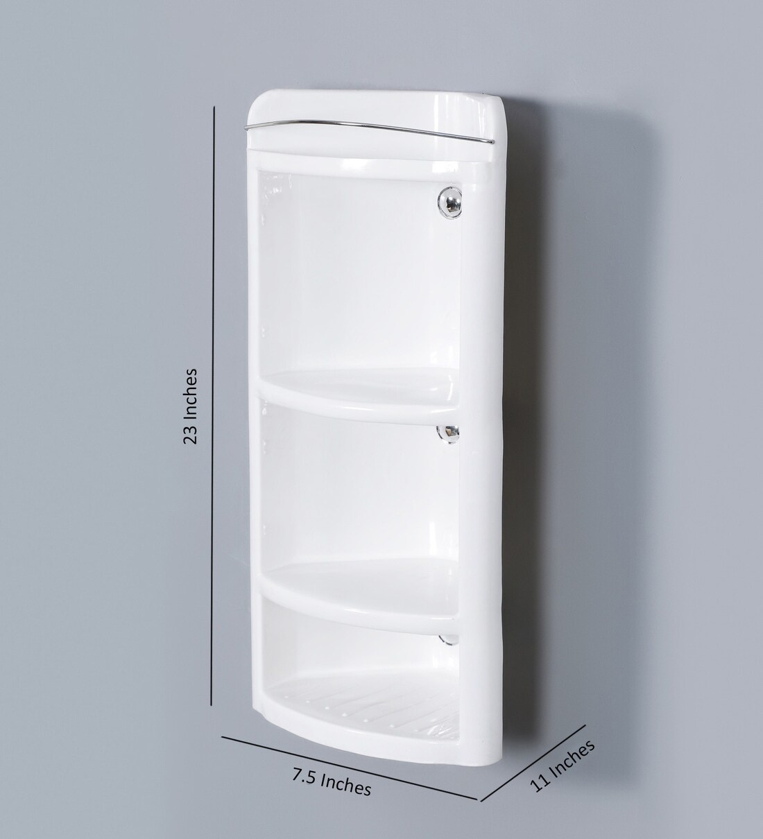 Buy Plastic Corner Bathroom Shelf In White (L 7.5, W 11, H 23 Inches