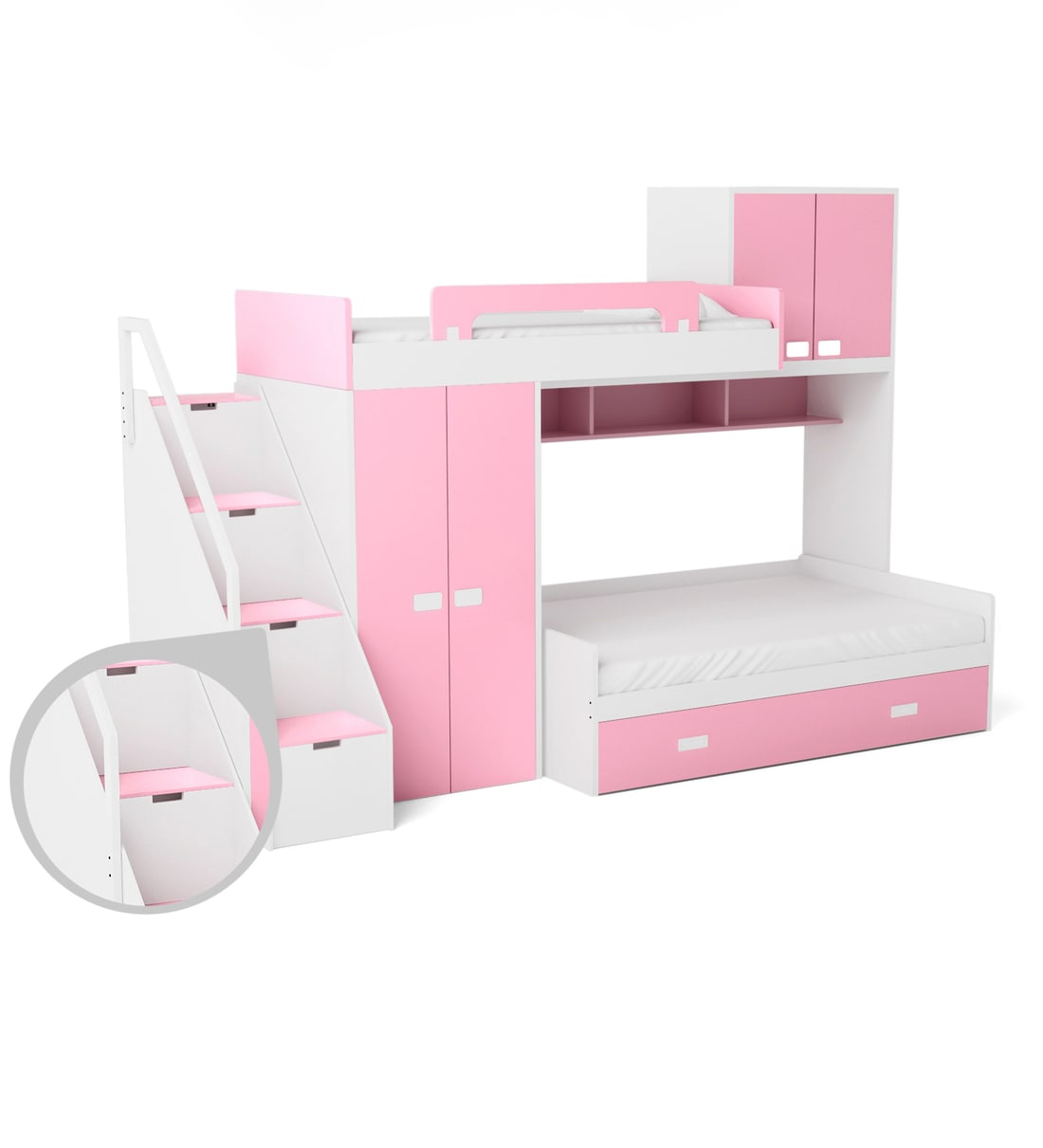 Buy Play Kids Bunk Bed in Pink Colour by Alex Daisy Online Bunk Beds