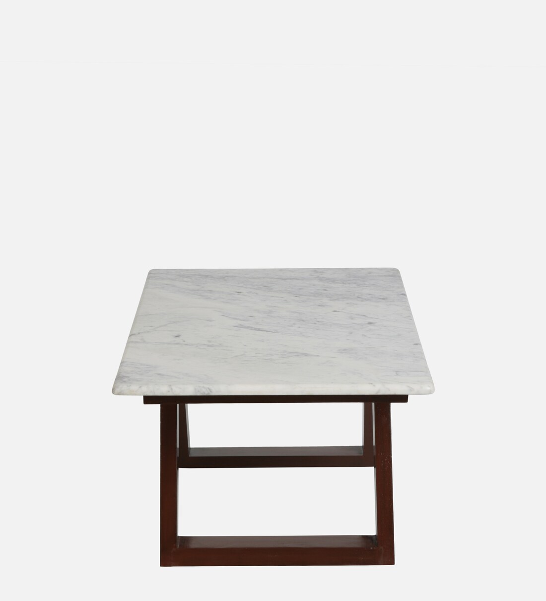 Buy Plinto Marble Top Coffee Table in Natural Teak Wood Finish Online