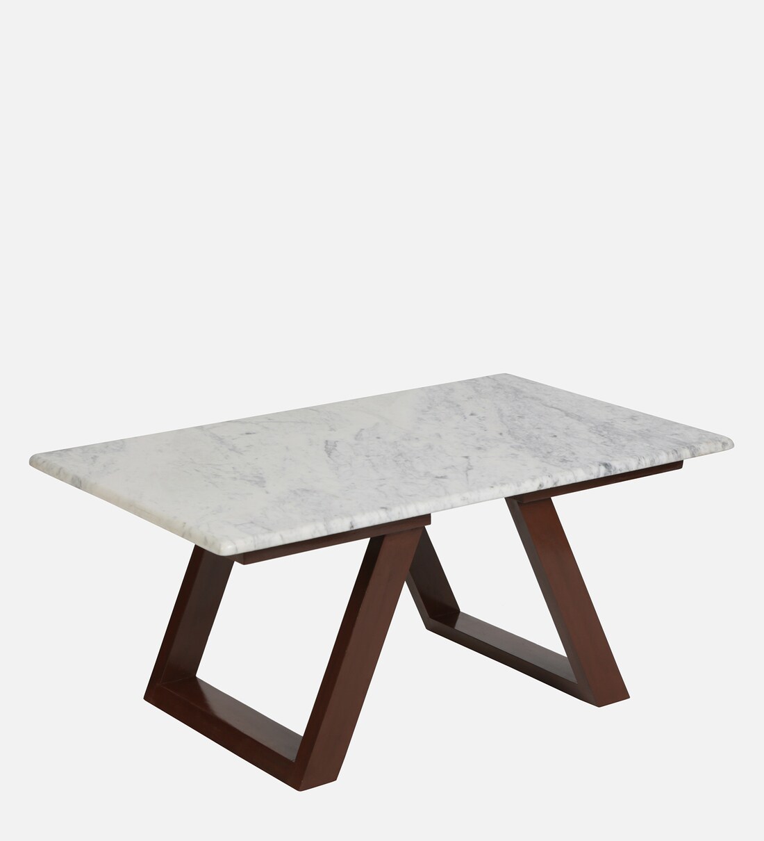Buy Plinto Marble Top Coffee Table in Natural Teak Wood Finish Online