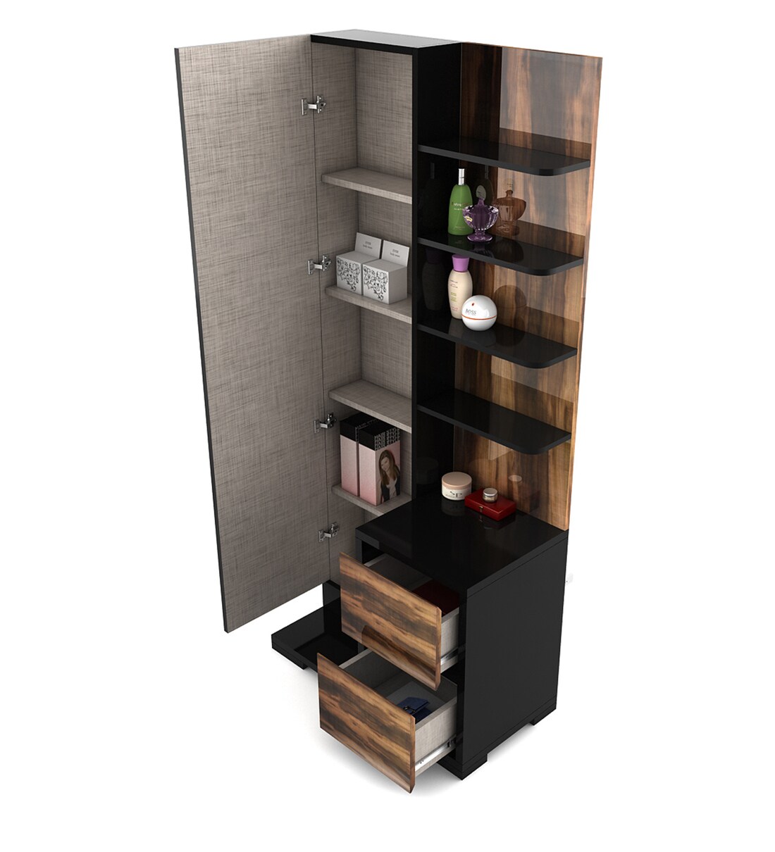 Buy Plum Dressing Table with Hidden Storage In High Gloss Melamine