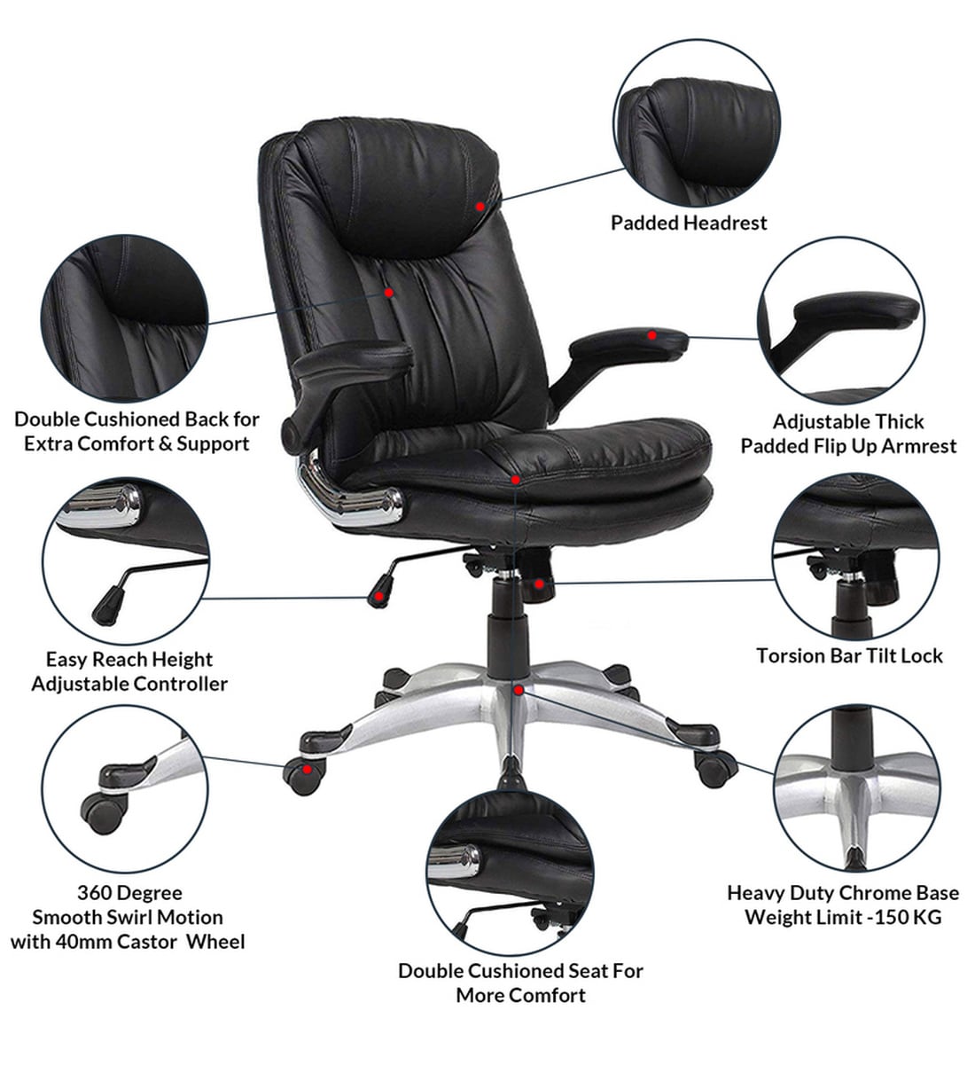 Buy Plush Executive Chair in Black Colour by Workspace by AZAZO Online ...