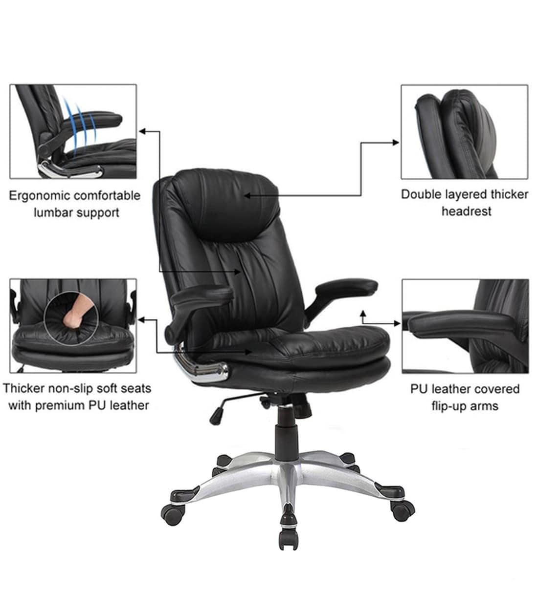 Buy Plush Executive Chair in Black Colour by Workspace by AZAZO Online ...