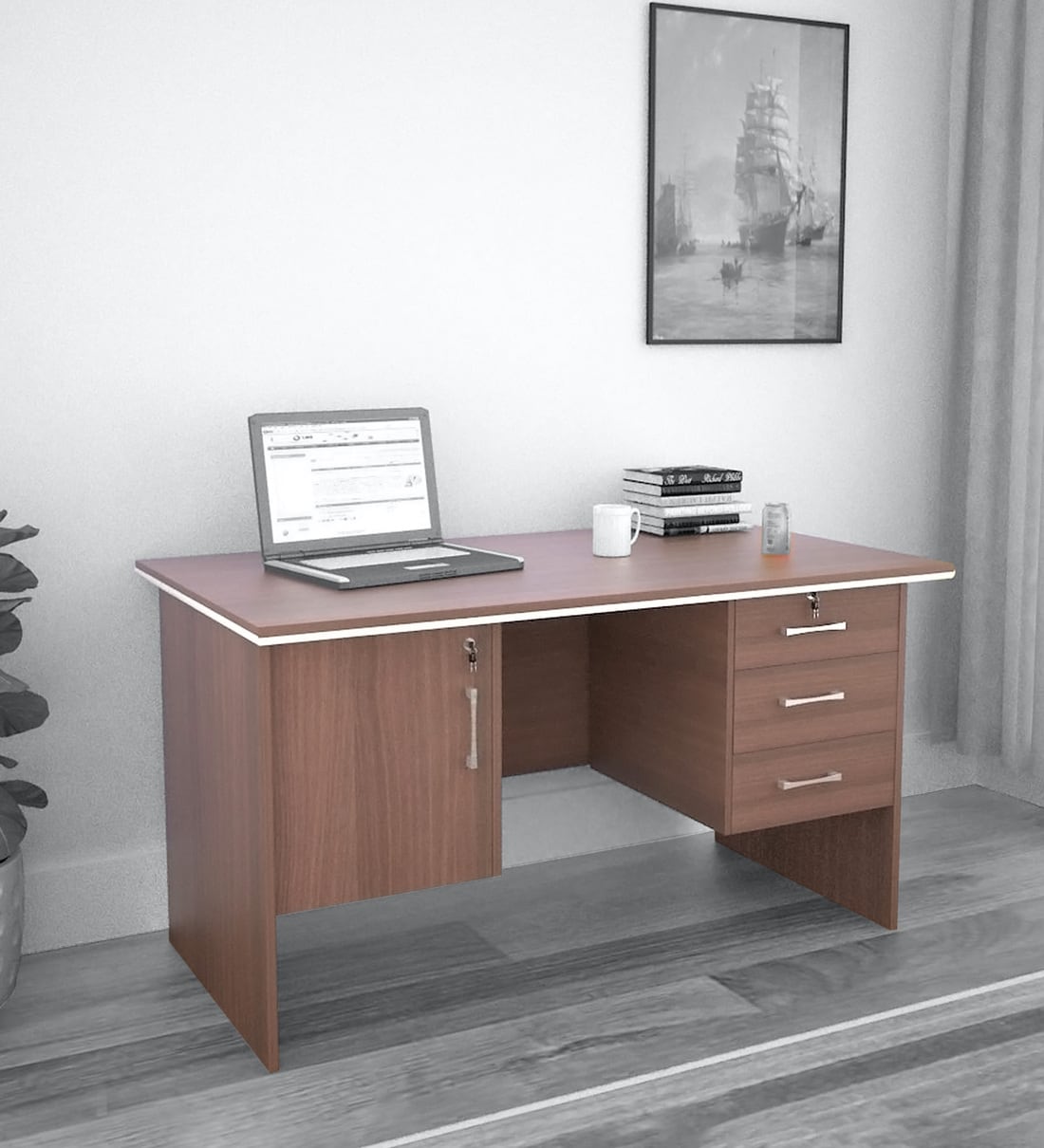 plutus office table in acacia finish by wood you