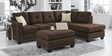 Plazzo Fabric LHS 5 Seater Sofa Sectional In Brown Colour With Ottoman