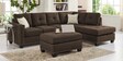 Plazzo Fabric LHS 5 Seater Sofa Sectional In Brown Colour With Ottoman