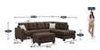 Plazzo Fabric LHS 5 Seater Sofa Sectional In Brown Colour With Ottoman