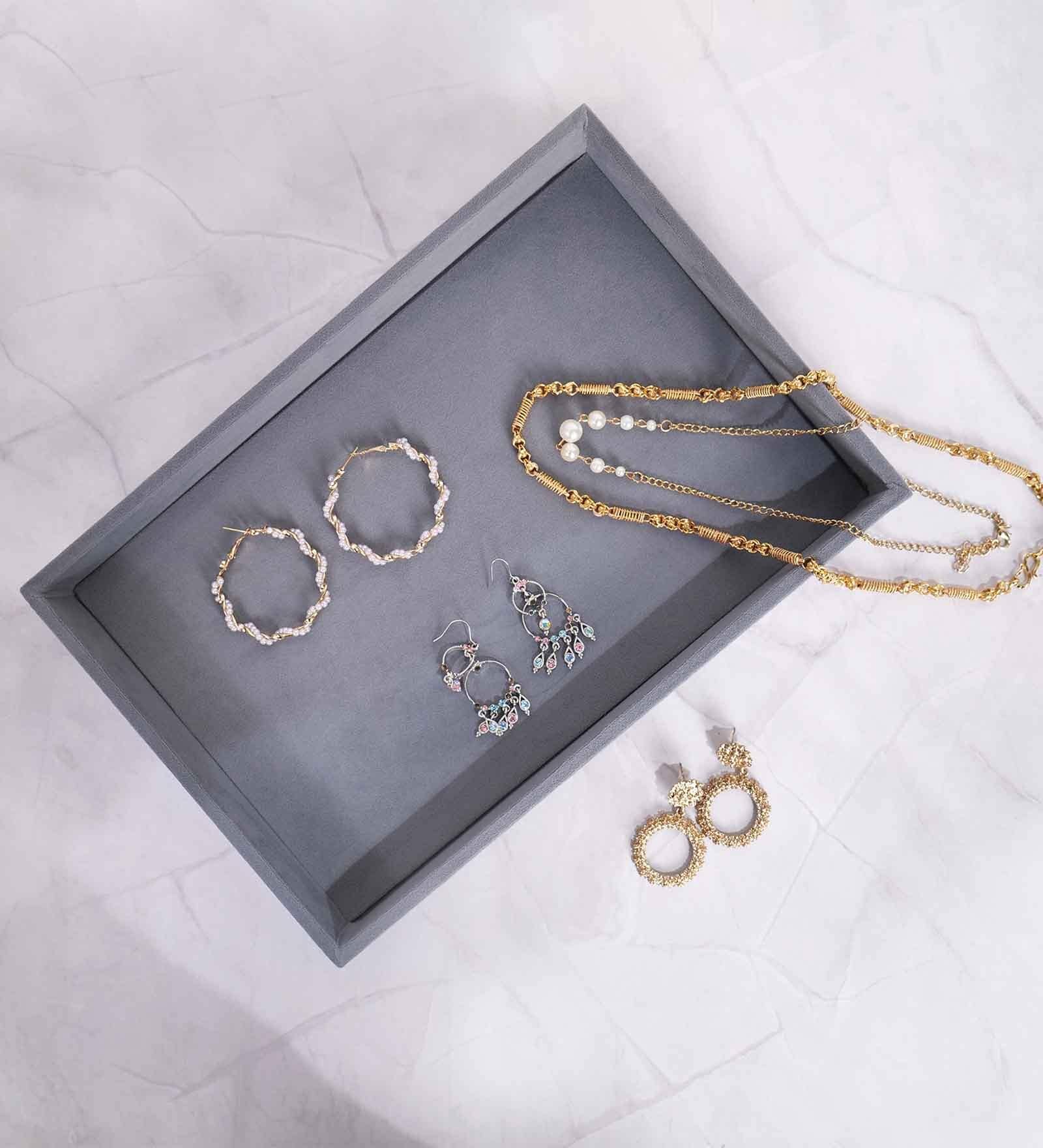Grey Plain Jewellery Tray