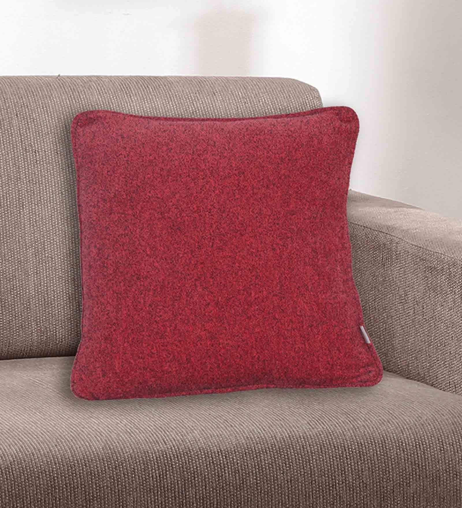 Red Solid Cotton 12 x 12 Inches Cushion Cover
