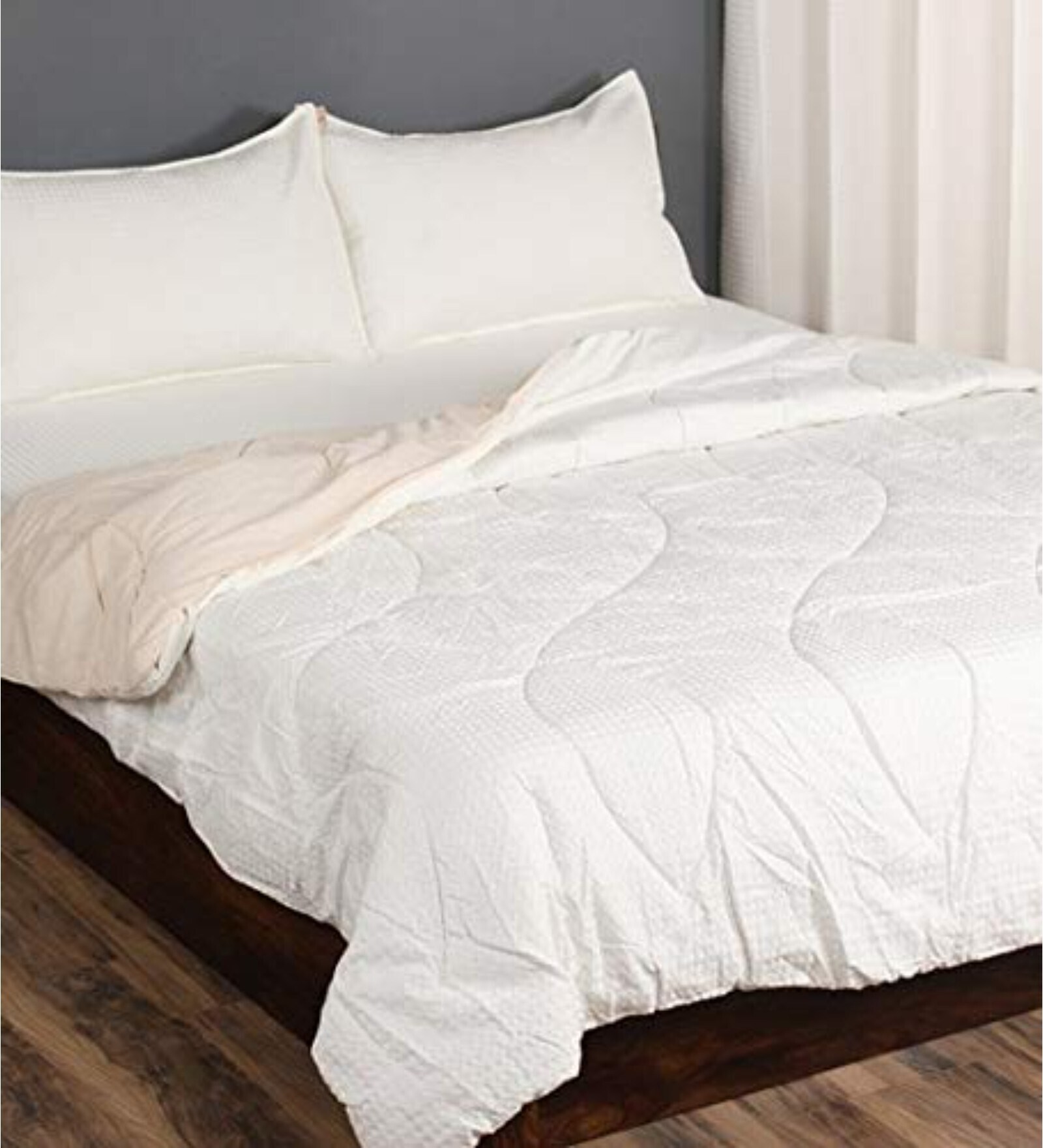 White Solid 210 TC Cotton (Set of 6) Double Bed Bedding Sets