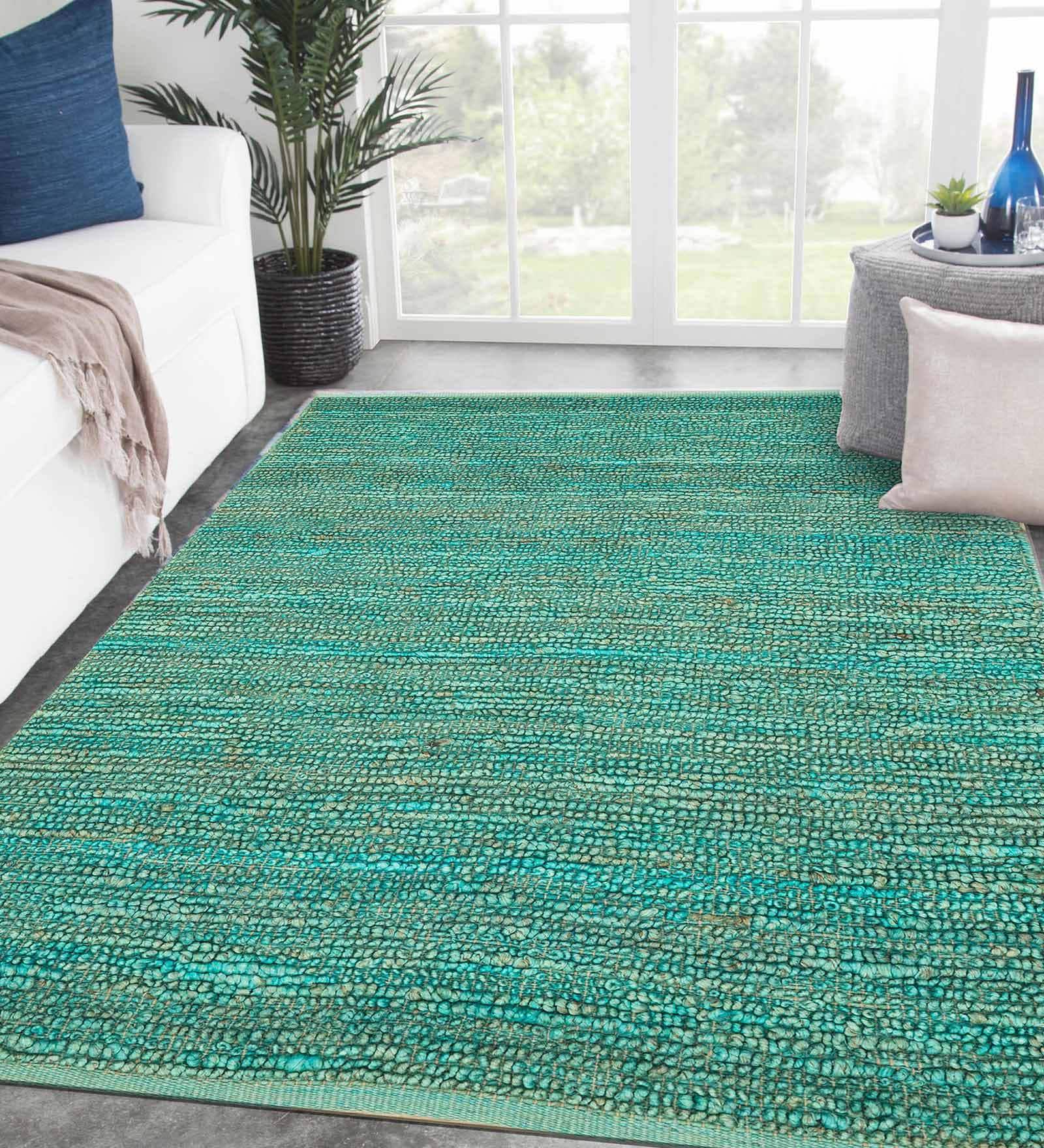 Plain Solid Pattern Jute Hand Woven 5 x 8 Feet Carpet