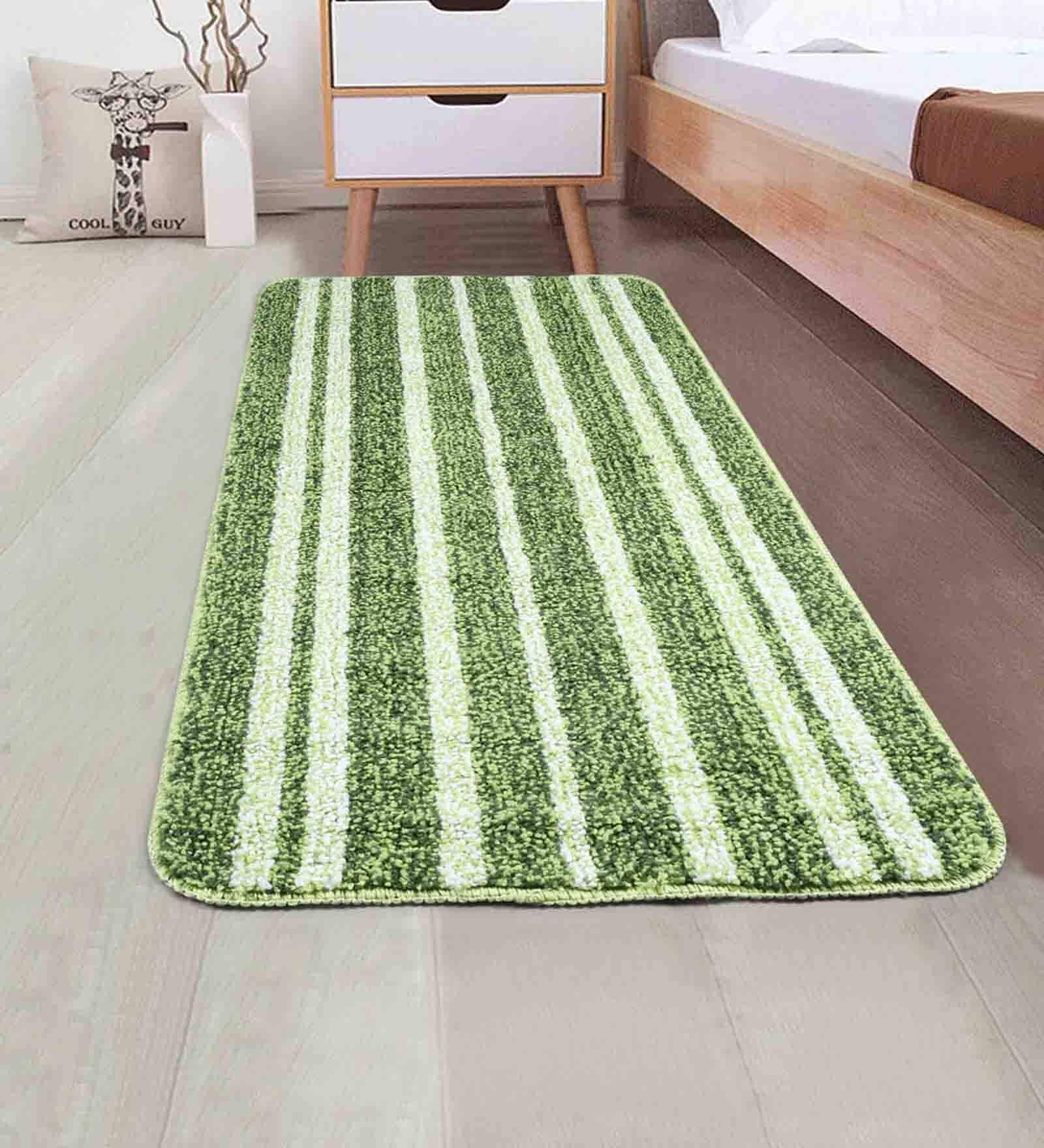 Plain Solid Microfibre 3 X 2 Feet Machine Made Hallway Runner